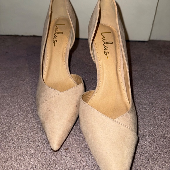 Lulus Pumps - Satsuki Light Nude Suede Pointed-Toe D'Orsay - Picture 3 of 7